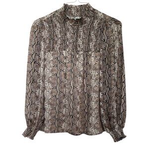Joie Snake Print Snakeskin Long Sleeve Blouse Shirt Top Size S Small